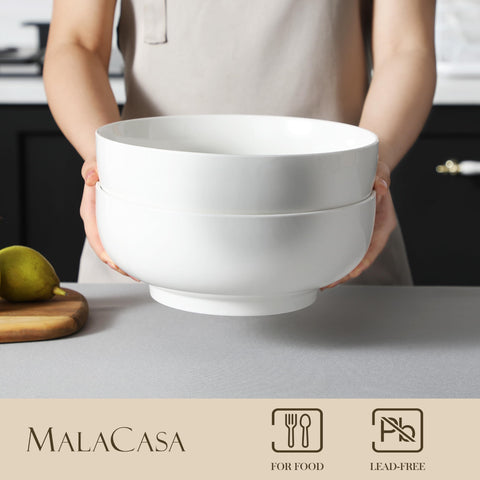 MALACASA serving bowls set ideal for salads, soups, and pasta.
