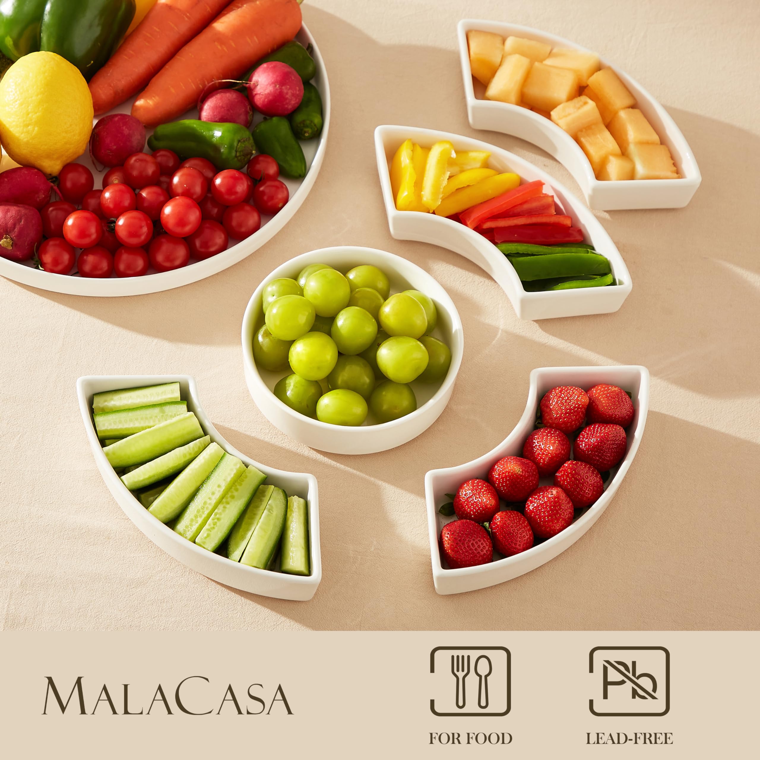 MALACASA serving dish with compartments for easy sharing of bites.
