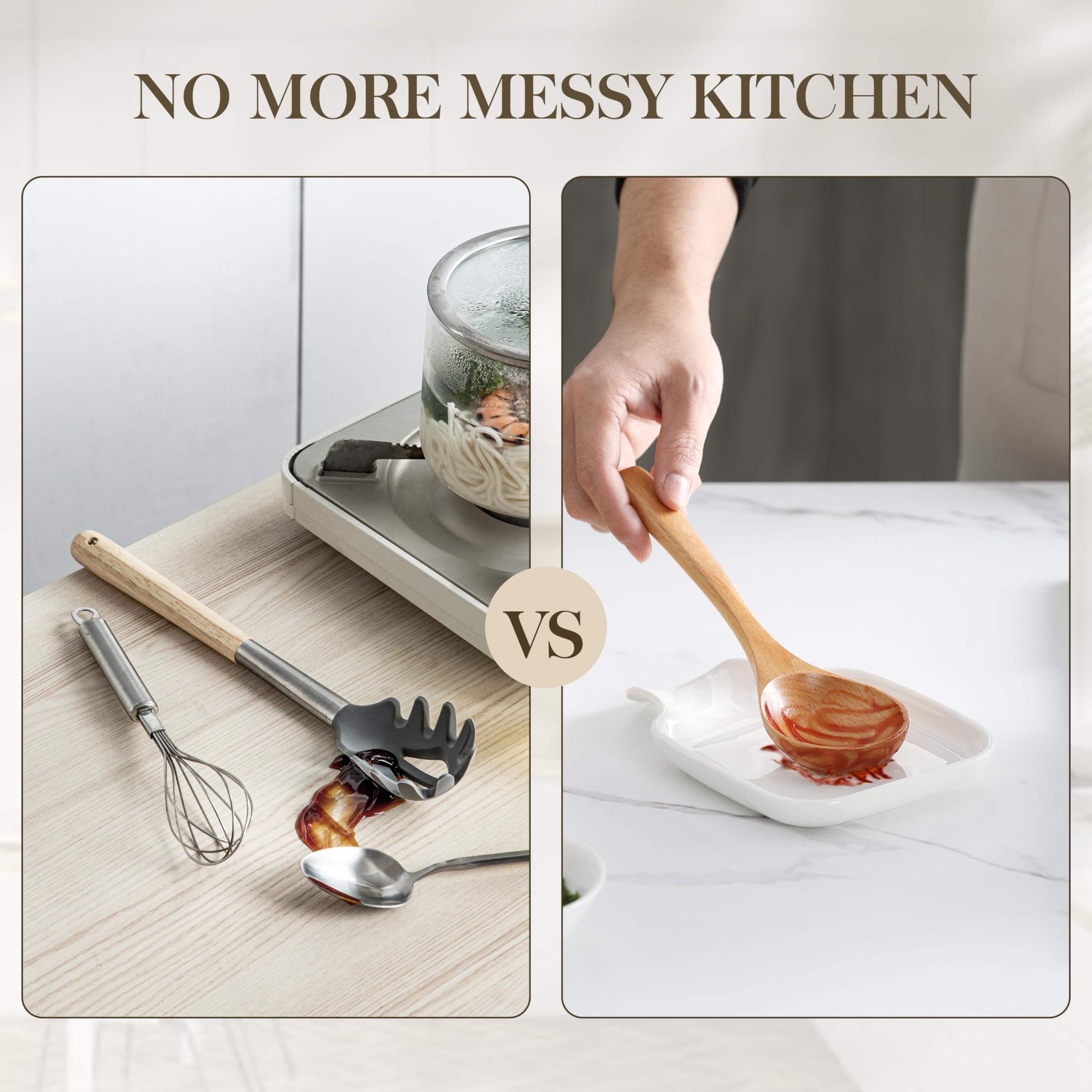 Dishwasher-safe MALACASA spoon rest for quick, easy cleanup after cooking.
