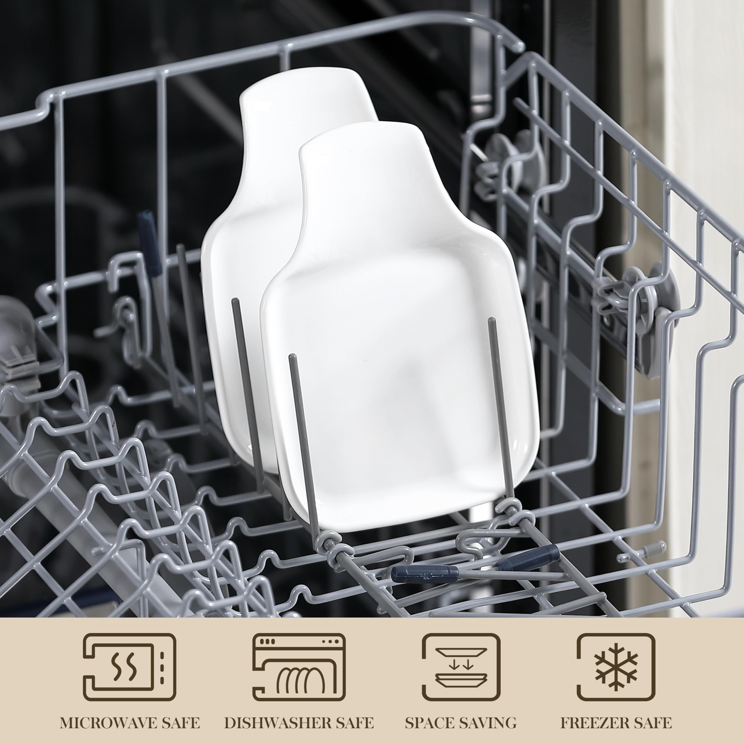 Elegant ivory MALACASA spoon rest complements various kitchen surfaces.