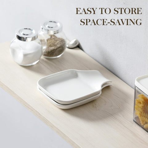 MALACASA ivory spoon rest blends with any kitchen style.