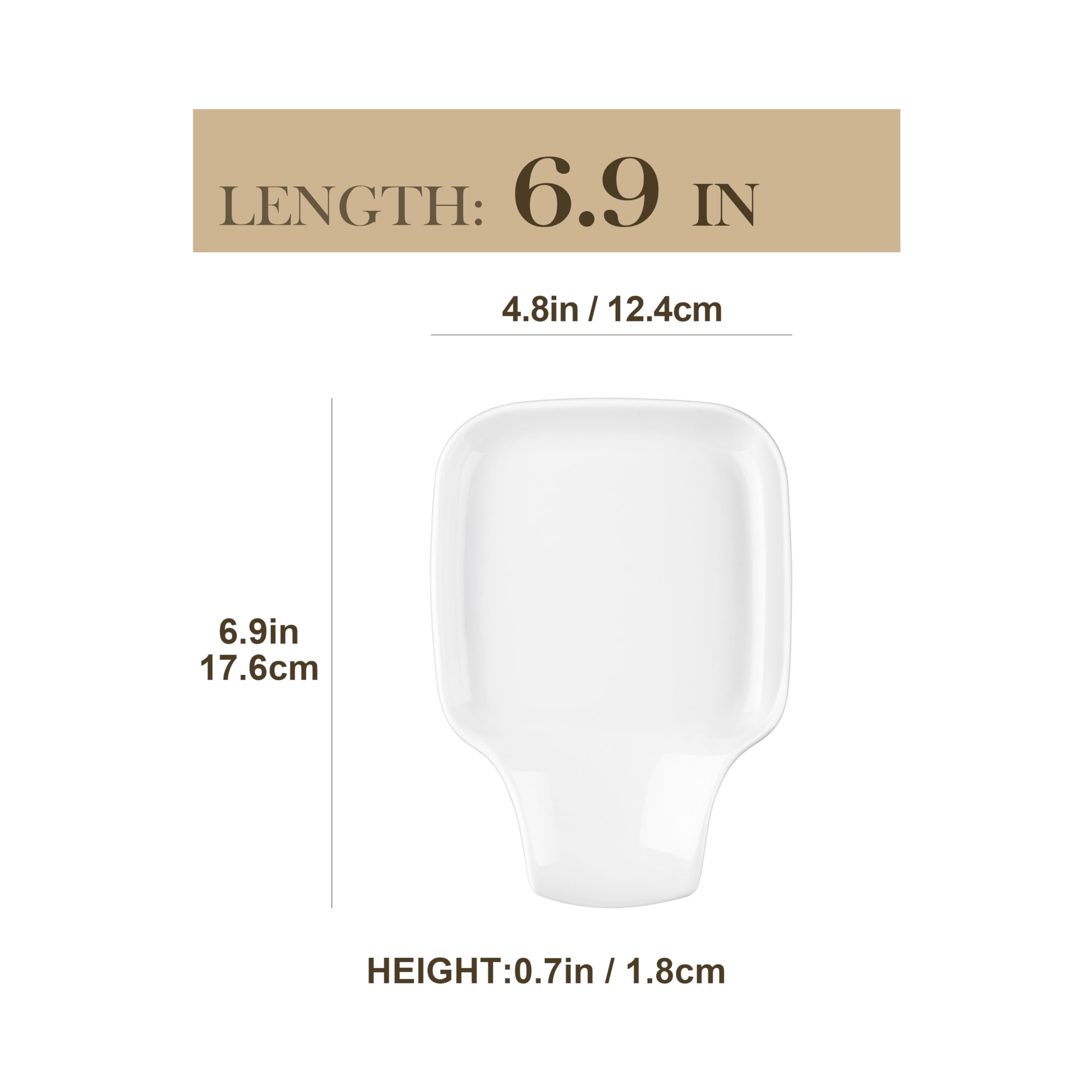MALACASA spoon rest demonstrates large 6.9 by 4.8 inch surface.