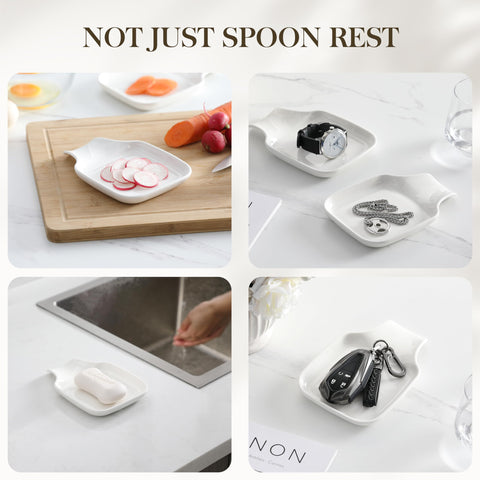 Stackable MALACASA spoon rest frees cabinet space when stored.