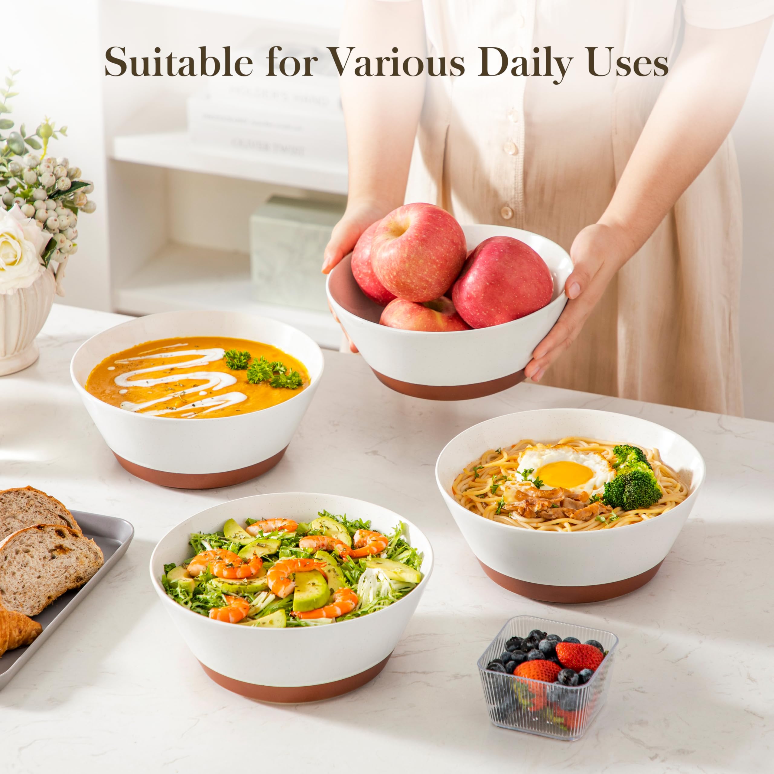 MALACASA bowls feature stackable design to save cabinet space