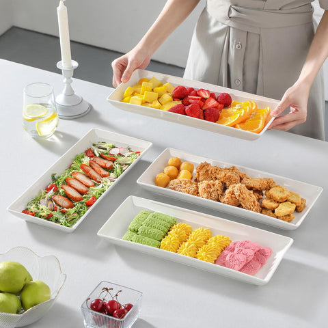 MALACASA sushi serving tray white rectangle ideal for shareable bites.