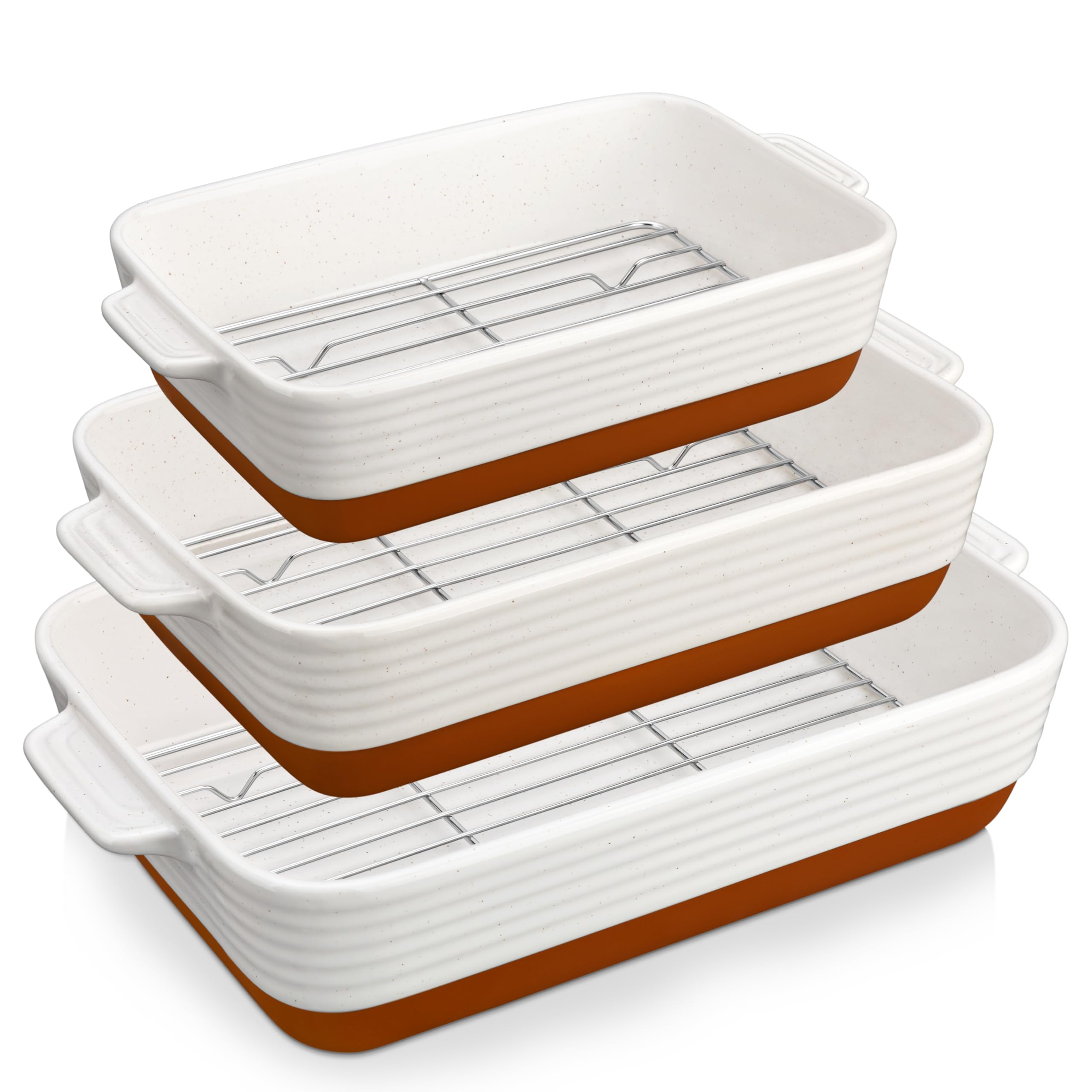 MALACASA Tara 14-5 inch baking dish showing even heat for casseroles