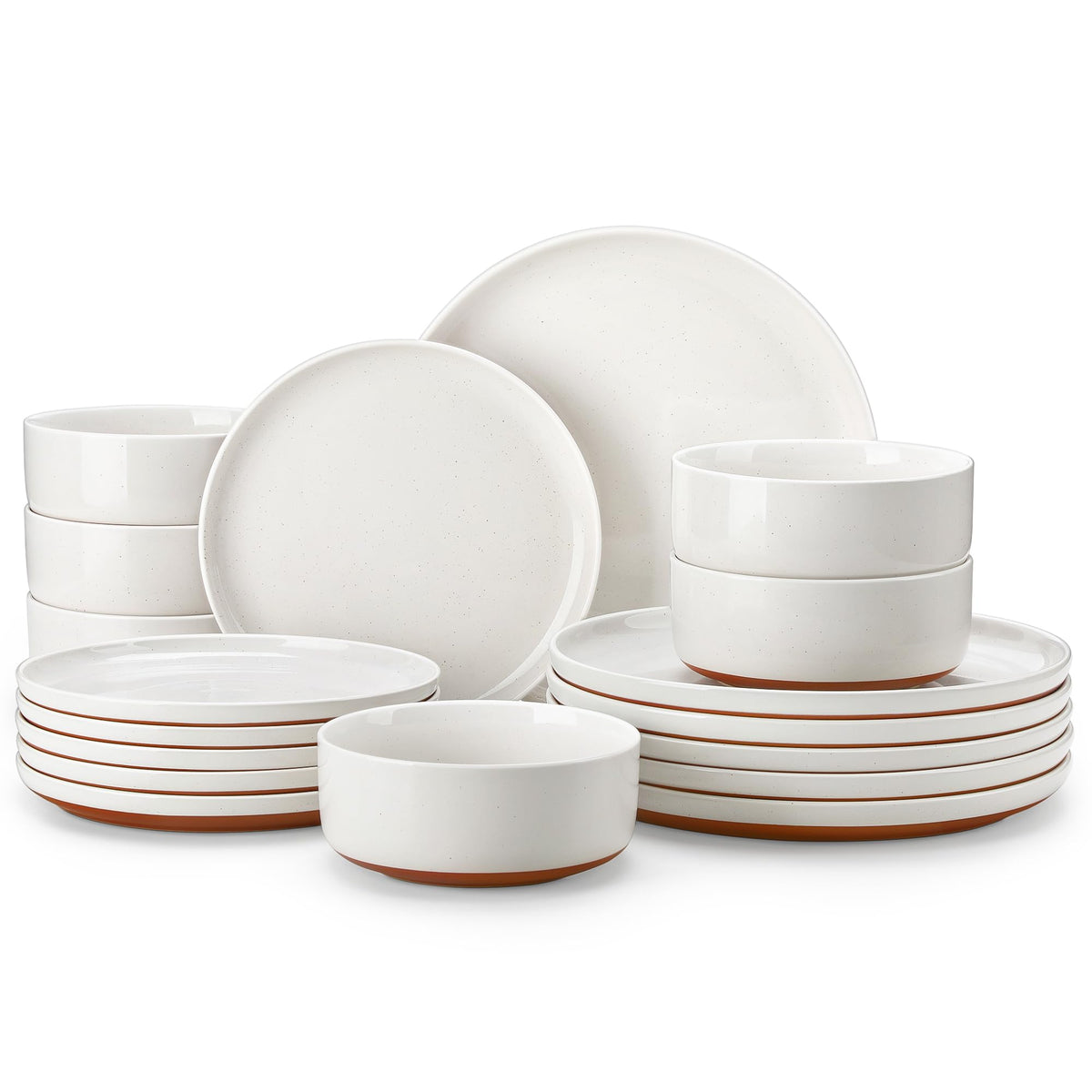 MALACASA Tara 18-piece dinnerware set on table, ideal for everyday meals.
