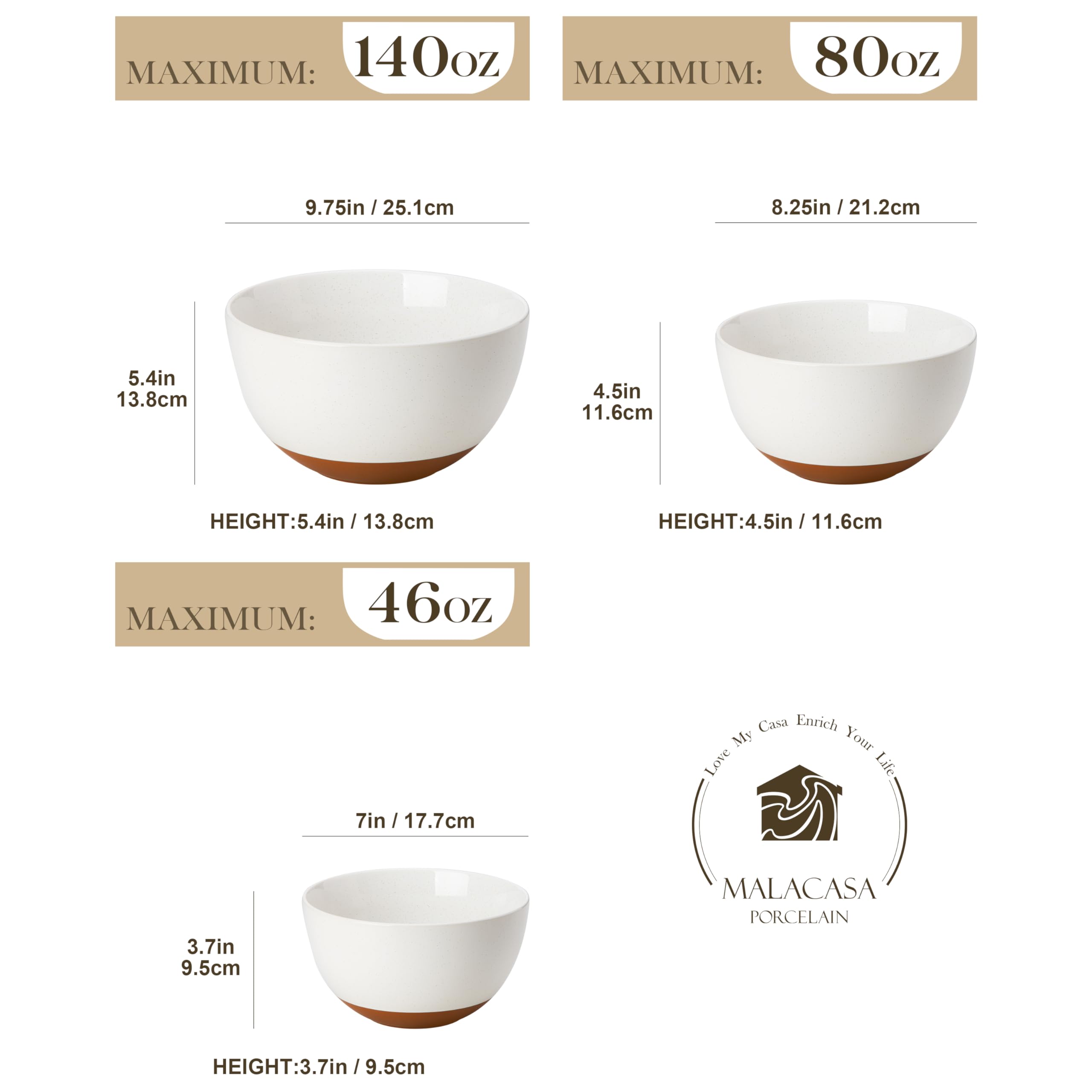 Malacasa Tara 2.5qt salad bowl ideal for greens