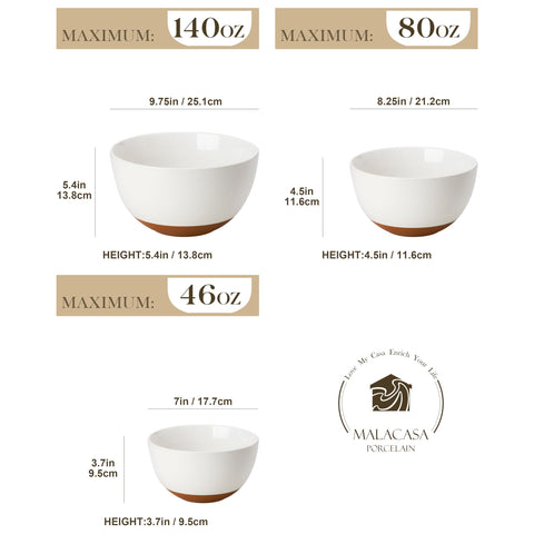 Malacasa Tara 2.5qt salad bowl ideal for greens