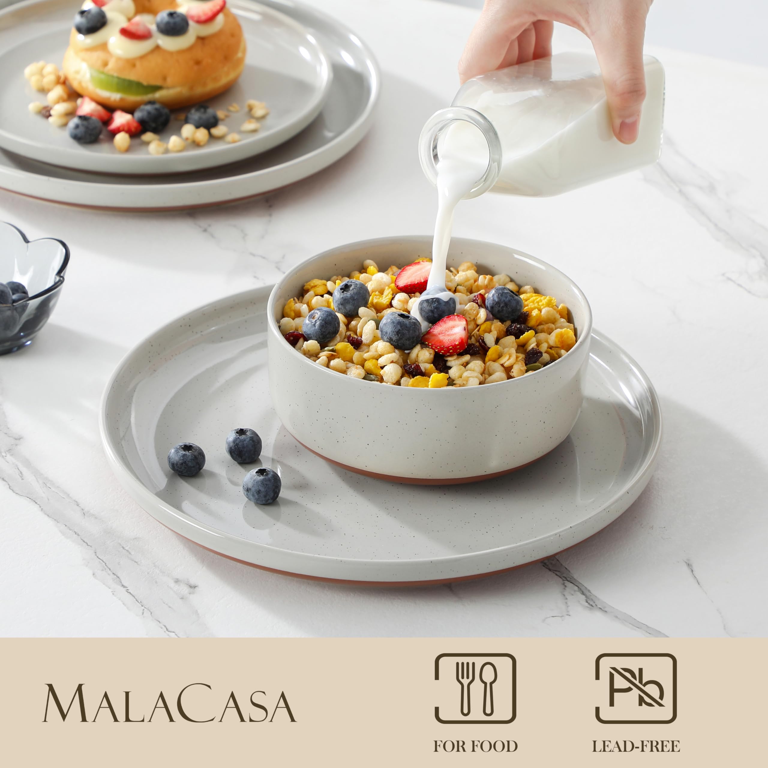 MALACASA Tara 26 oz cereal bowl keeps warmth and supports portions