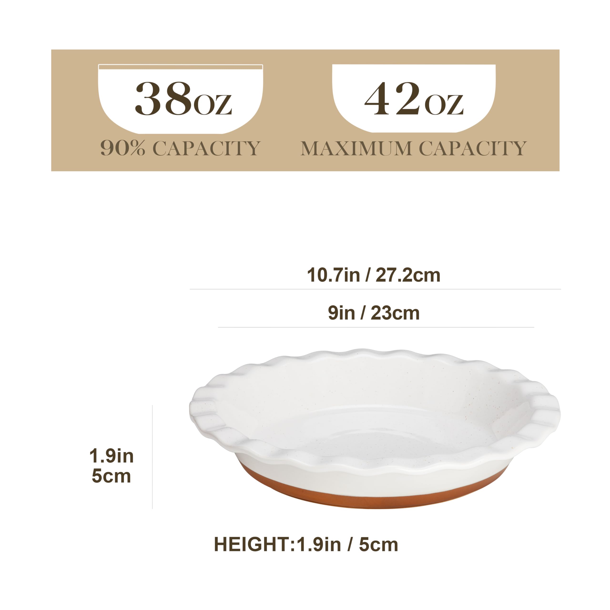 MALACASA Tara deep-dish pie pan exterior with elegant glaze