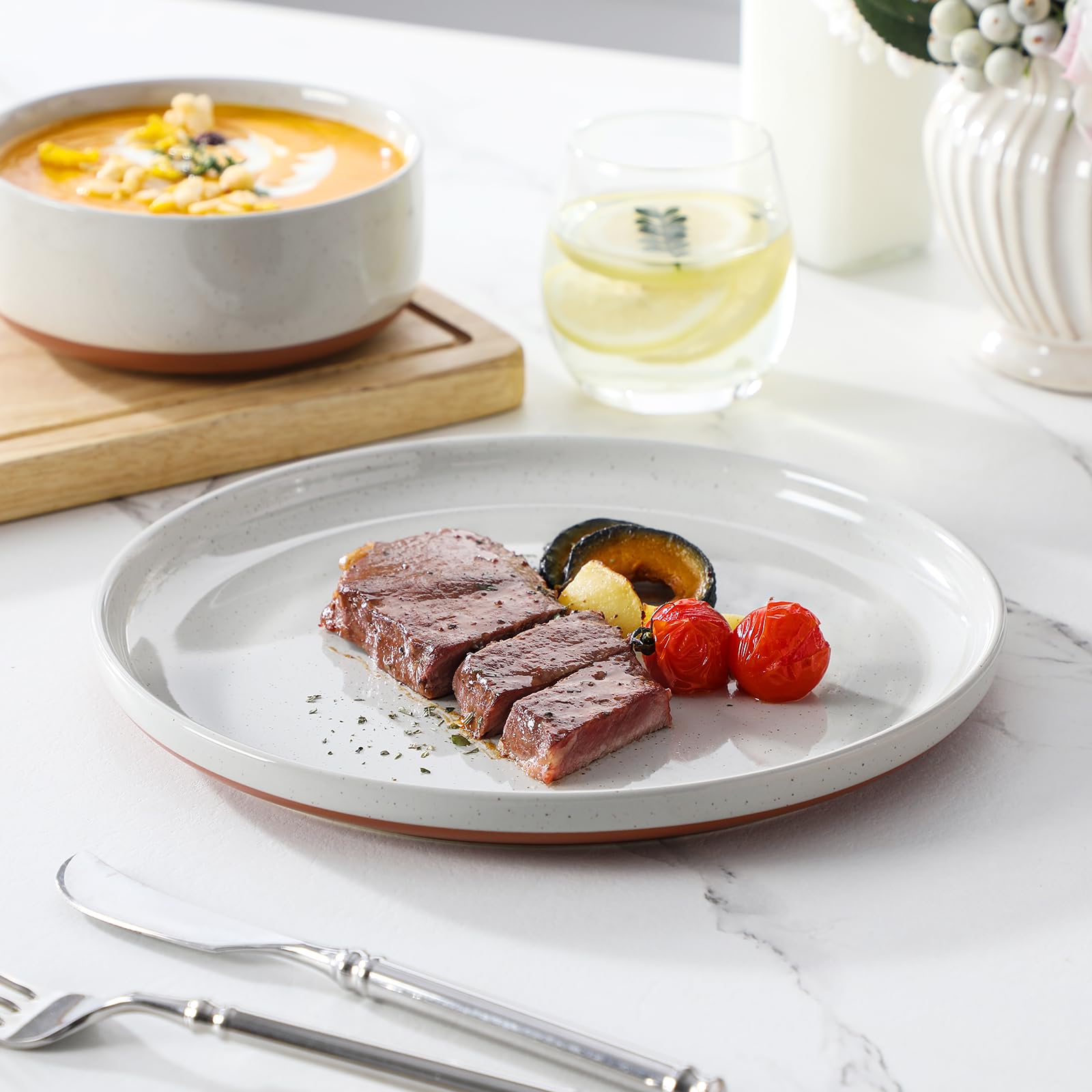 MALACASA Tara durable stoneware safe for microwave and dishwasher