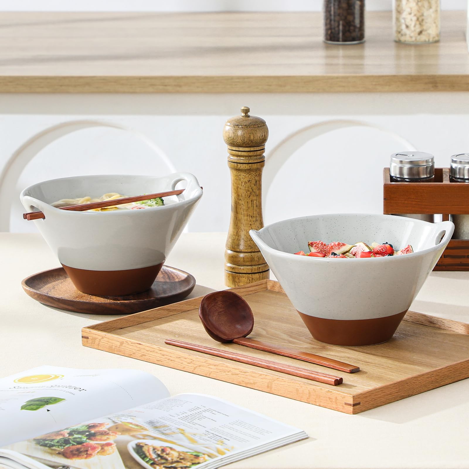 MALACASA Tara gray khaki palette adds rustic charm to dining spaces.