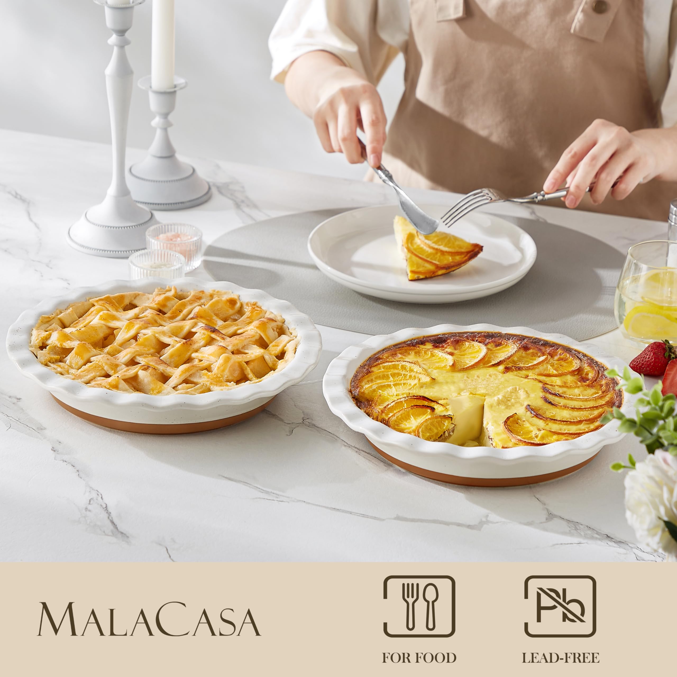 MALACASA Tara two-piece set showing nonstick glaze for smooth release