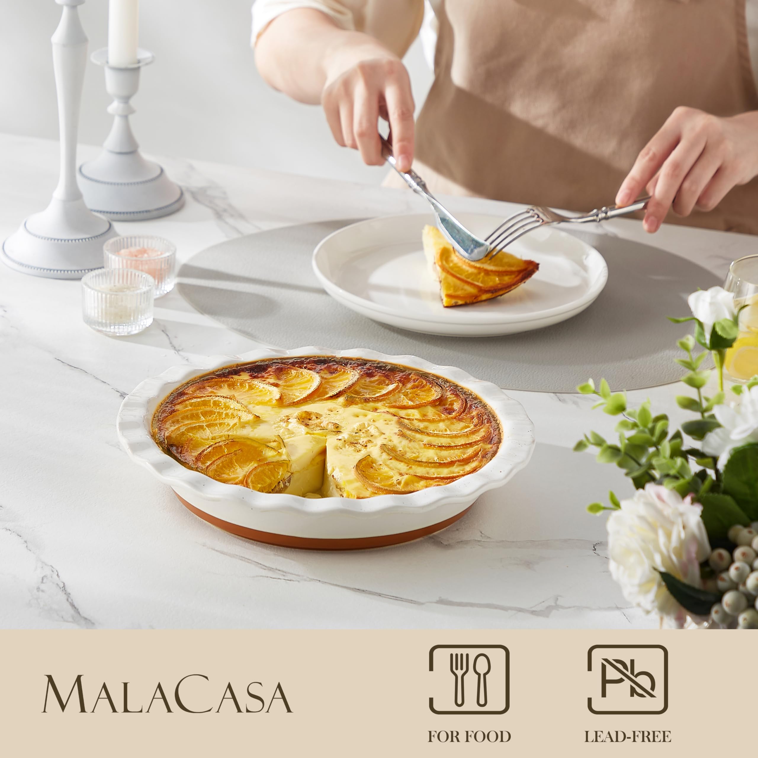 MALACASA Tara quiche baking dish for savory and sweet recipes