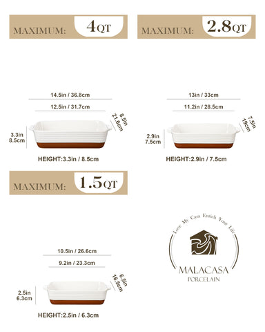 Rectangular bake dish with double handles by MALACASA TARA.