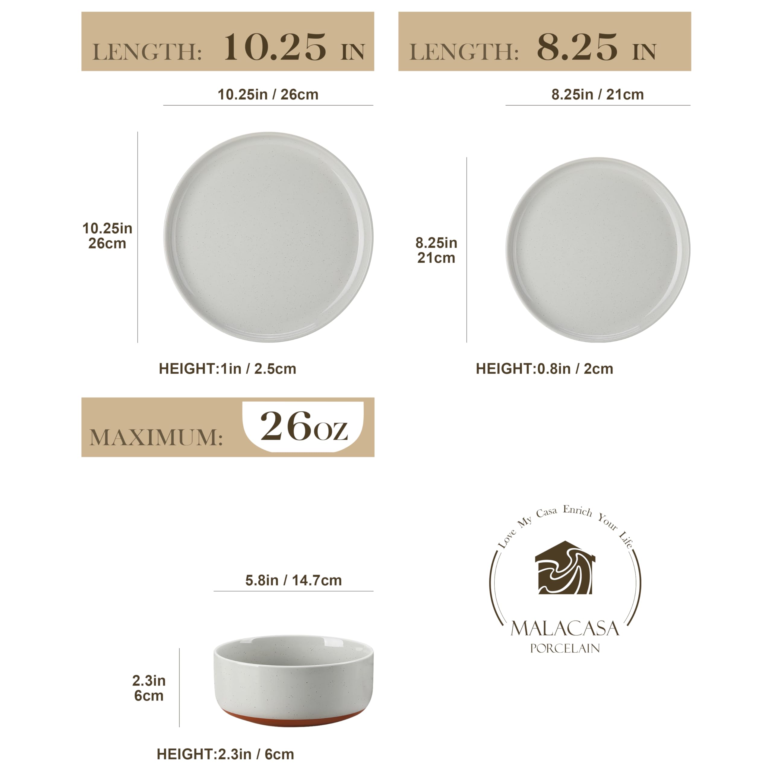 MALACASA Tara 8.25 inch salad plate with crisp edge design