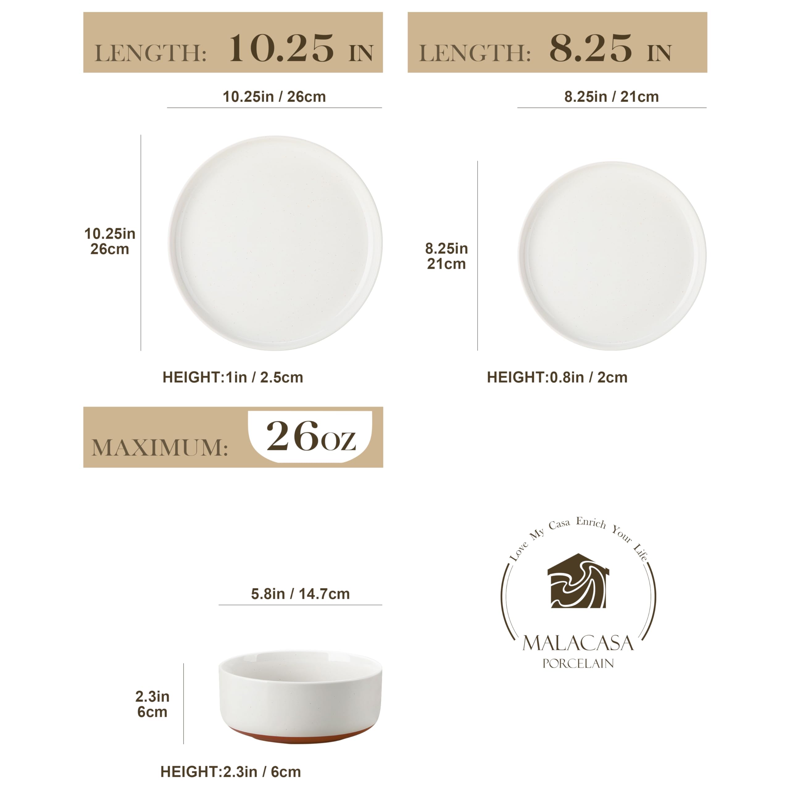 MALACASA Tara salad plates 8.25 inch, perfect for fresh, crisp salads.