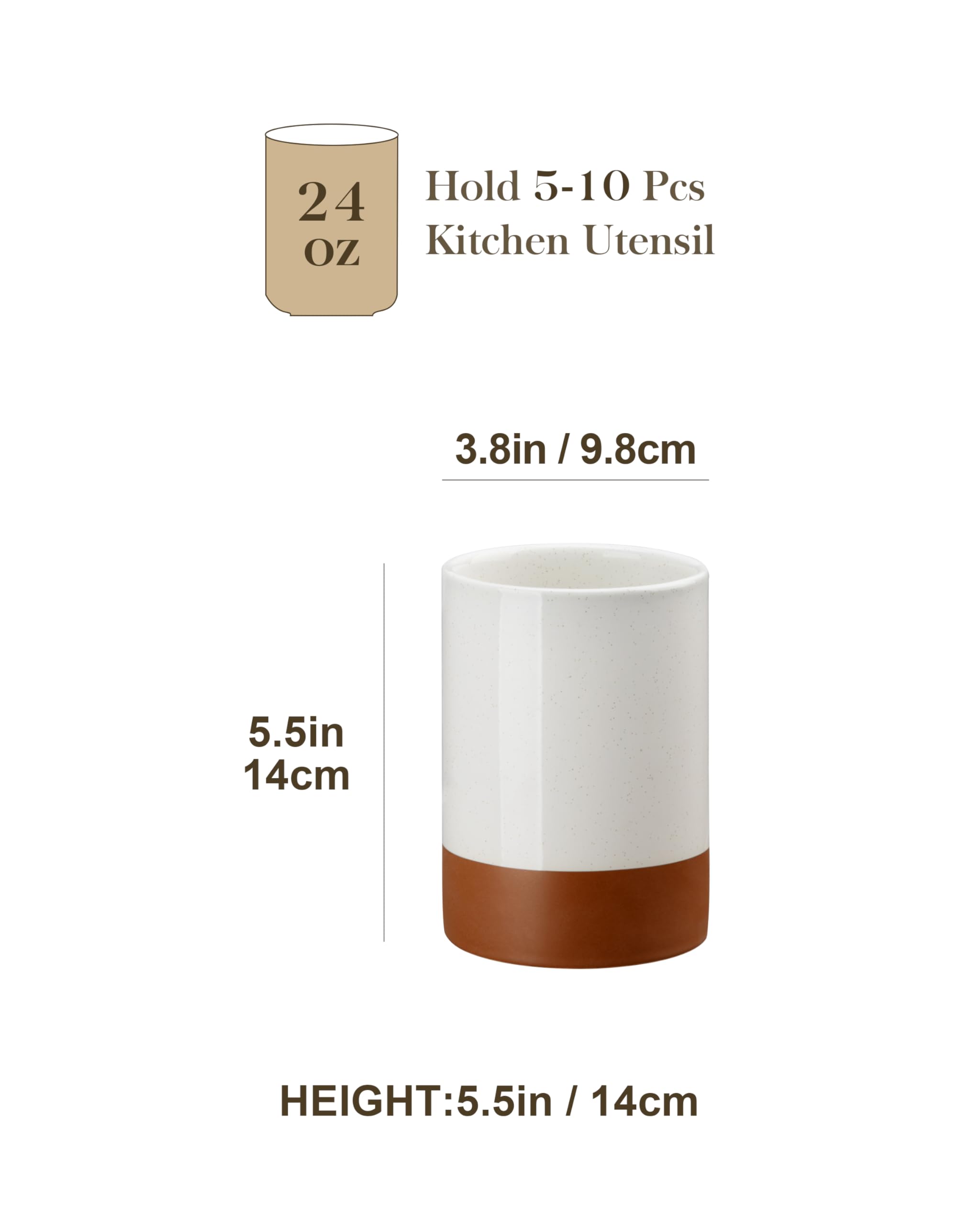 MALACASA Tara sturdy ceramic crock prevents tipping when loaded with cooking tools