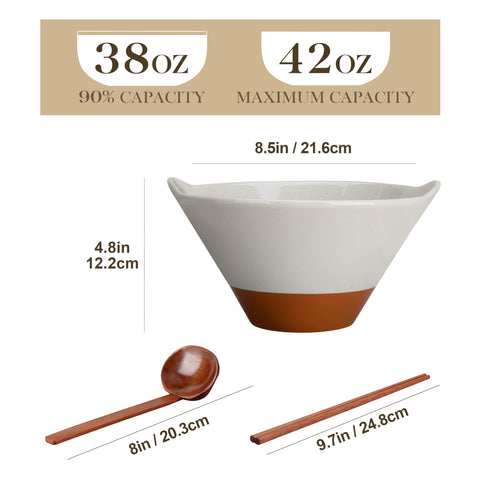 MALACASA Tara bowls in gray and khaki with long chopsticks for easy reach.