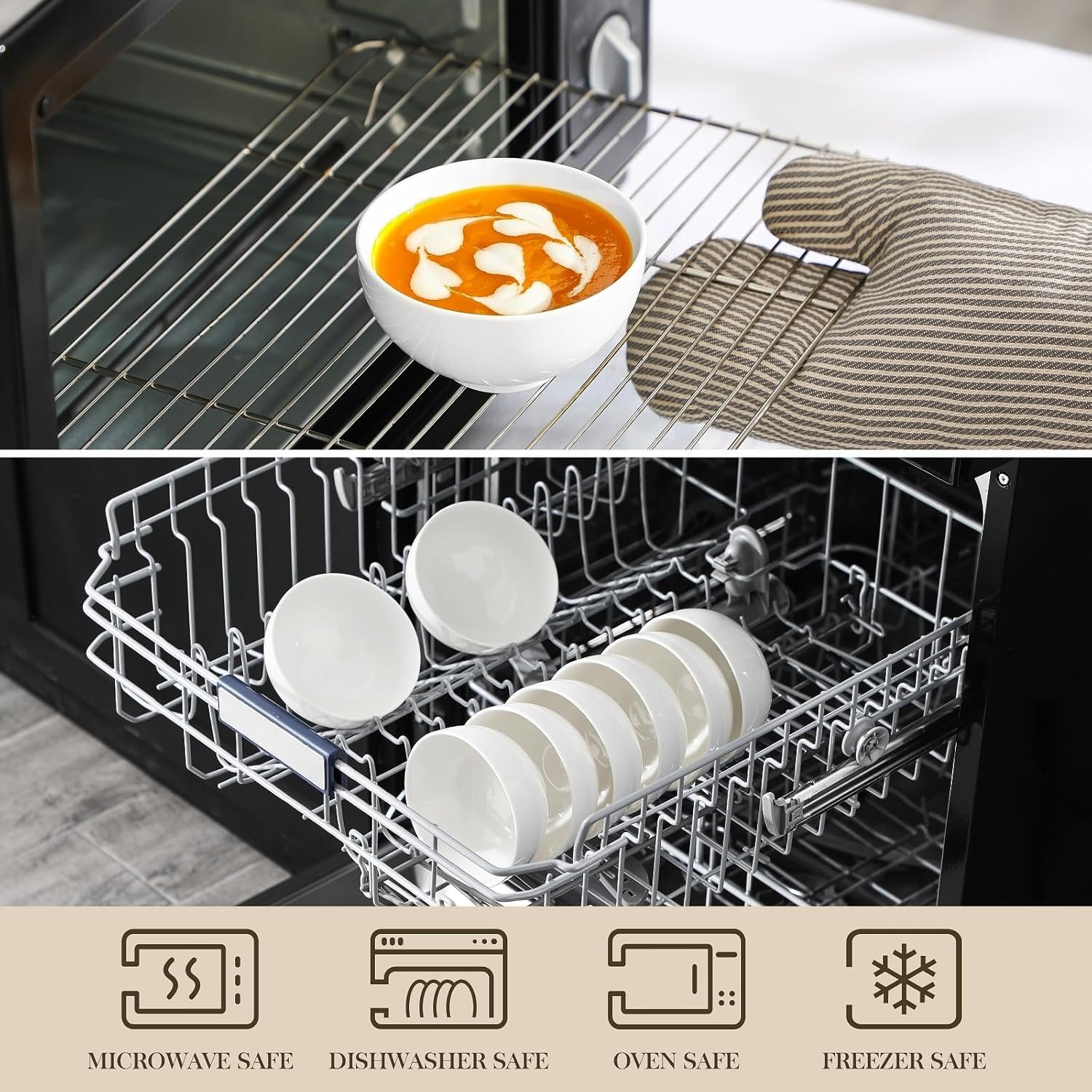 MALACASA white ceramic bowls with restaurant-style design for everyday meals.