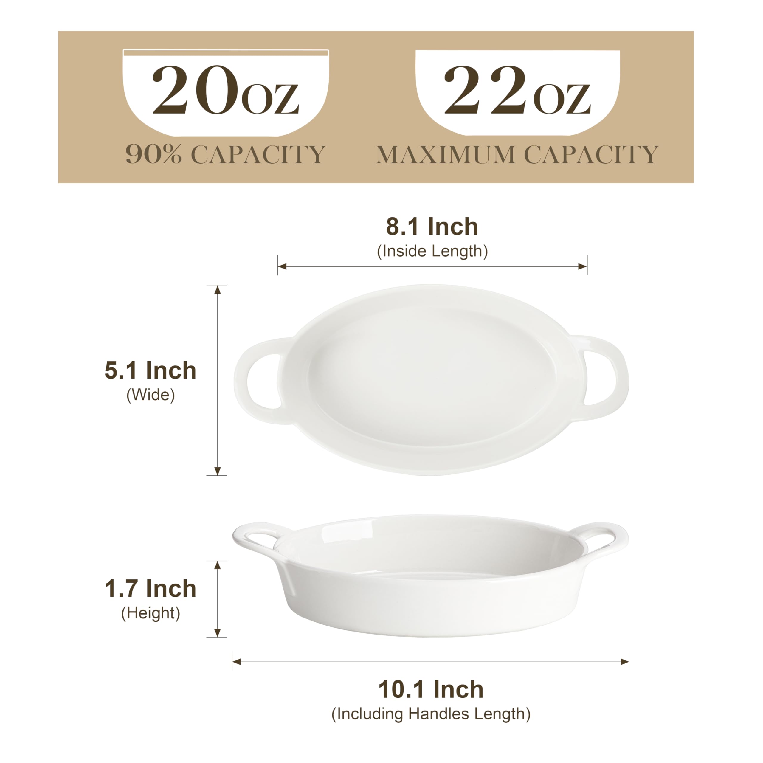 MALACASA white glossy ceramic bakeware ideal for sharing lasagna or gratin
