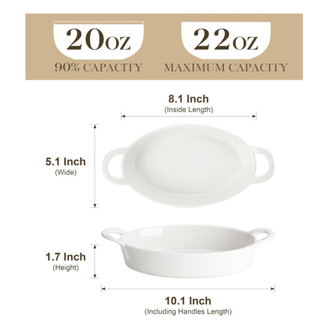 MALACASA white glossy ceramic bakeware ideal for sharing lasagna or gratin