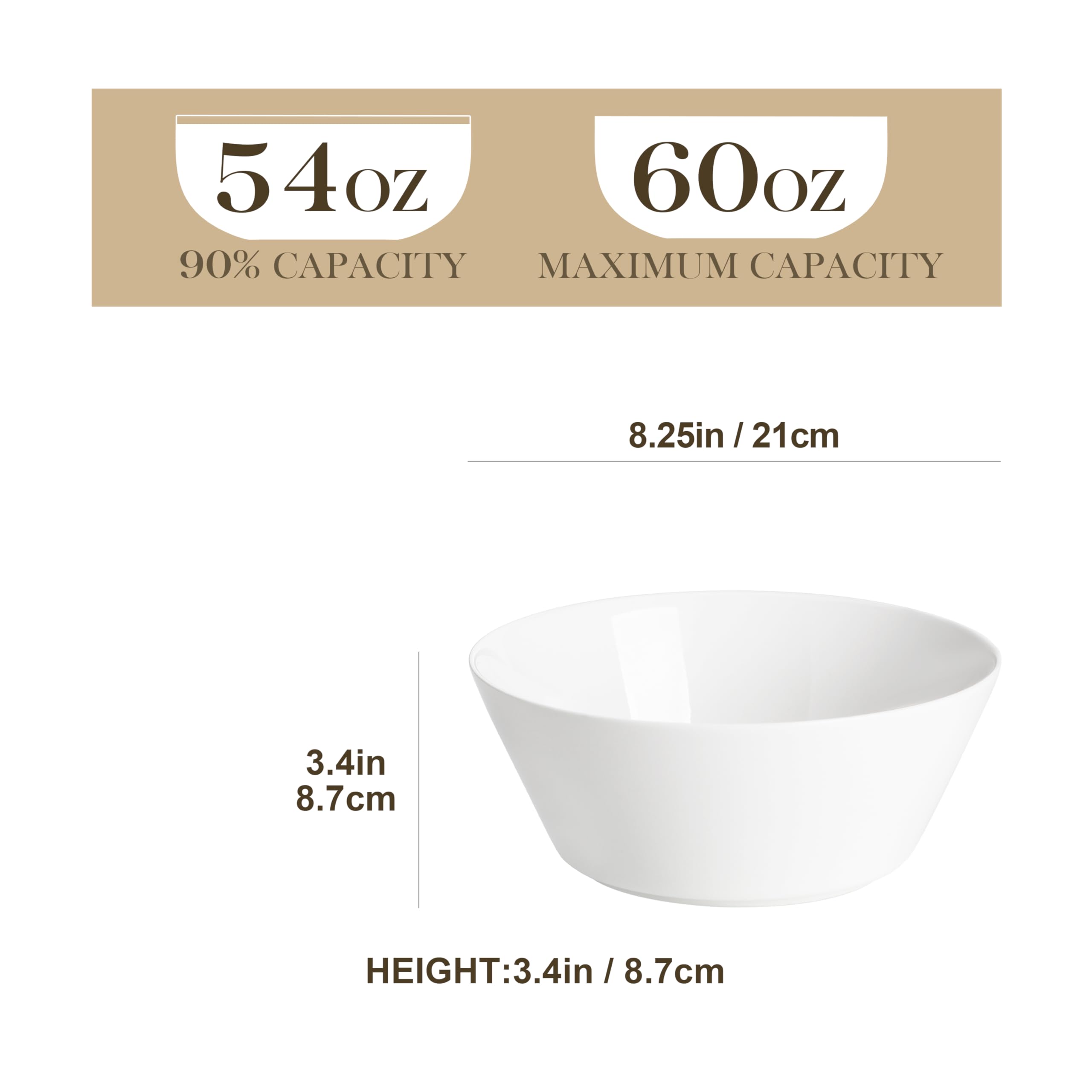 Malacasa white porcelain bowls with sturdy construction for daily use