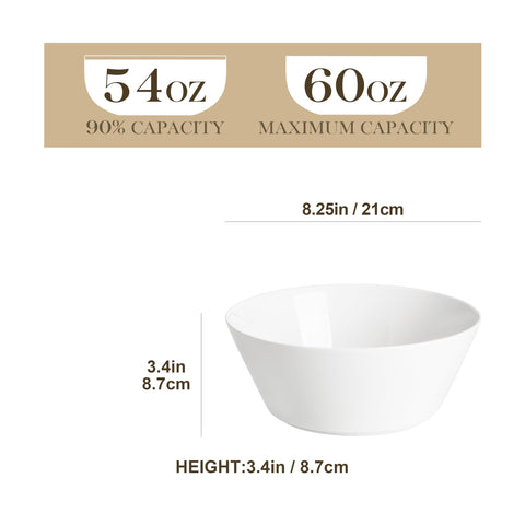 Malacasa white porcelain bowls with sturdy construction for daily use