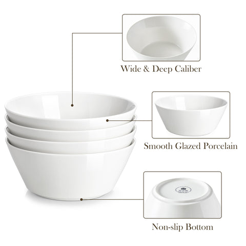 MALACASA white porcelain bowl demonstrates dishwasher and microwave safe design