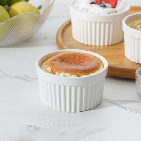 MALACASA white ramekins add elegant presentation to desserts.