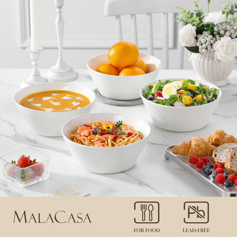 Malacasa bowls with wide opening and deep design for tossing