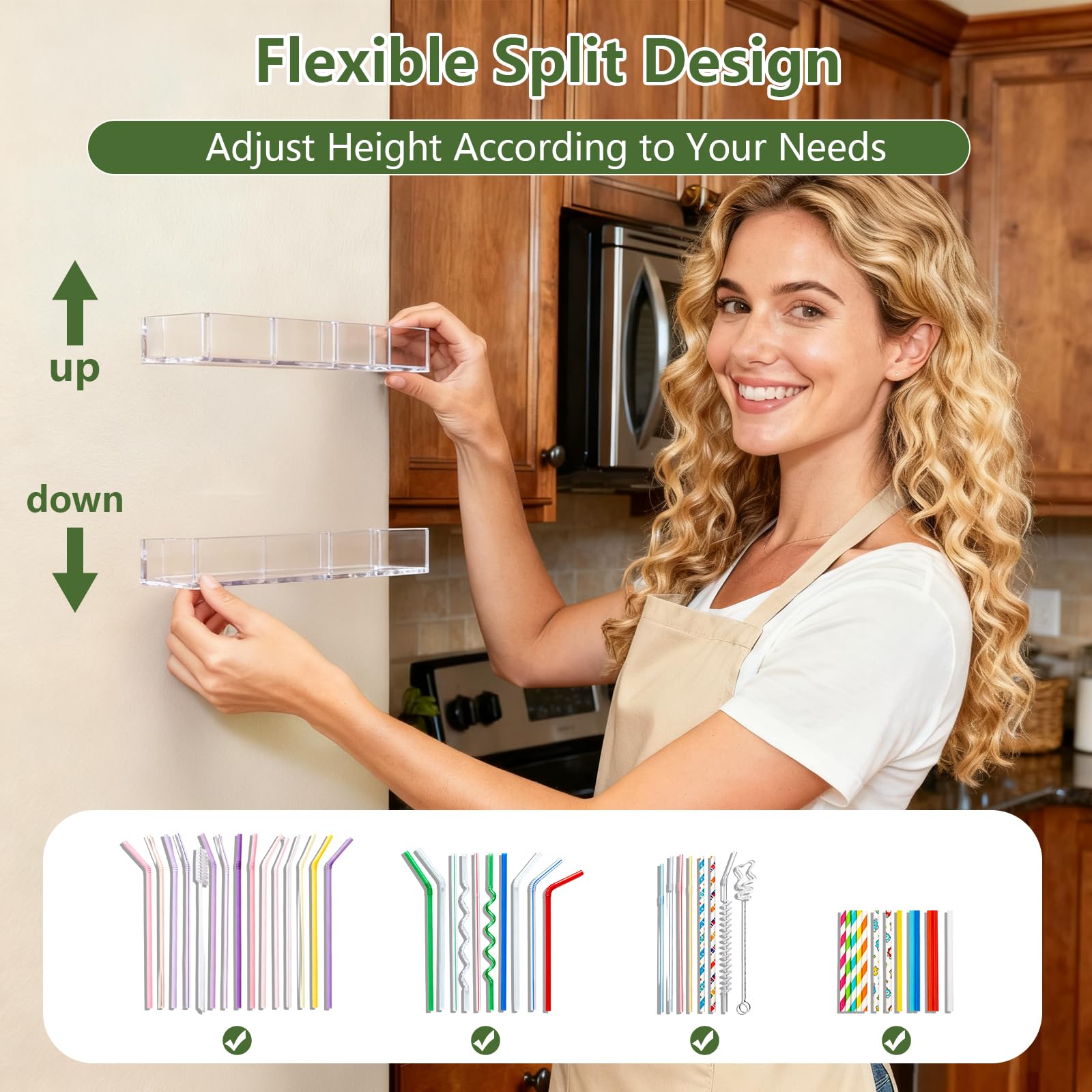 Large 9.5-inch width accommodates longer kitchen items at a glance.