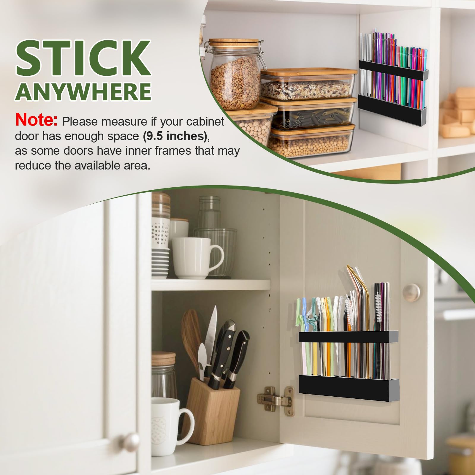 Malldii cabinet organizer shows ultra-sticky nano gel pads securing position.