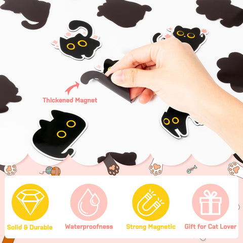MALLMALL6 black cat pink flowers pattern fridge magnet enhances kitchen charm and organization