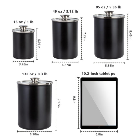 Malmo canister set with clear window to monitor contents at a glance.
