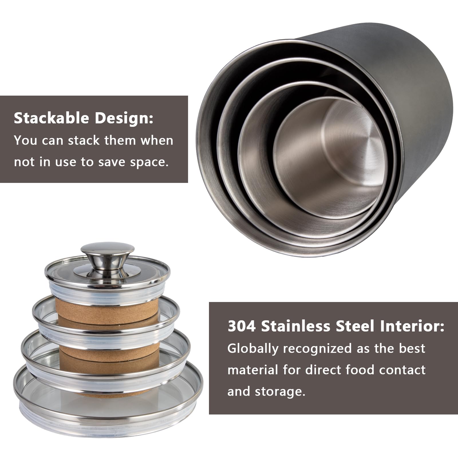 Durable carbon steel and stainless steel construction supports long-term pantry storage.