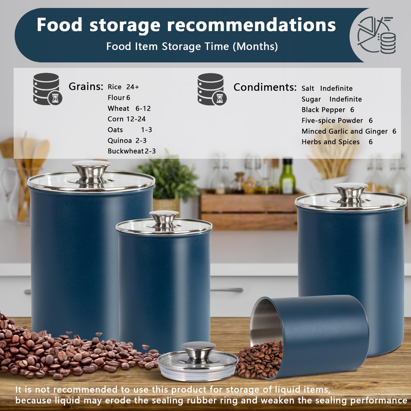 Malmo glass-lid 132oz canister for bulk grains and coffee beans.