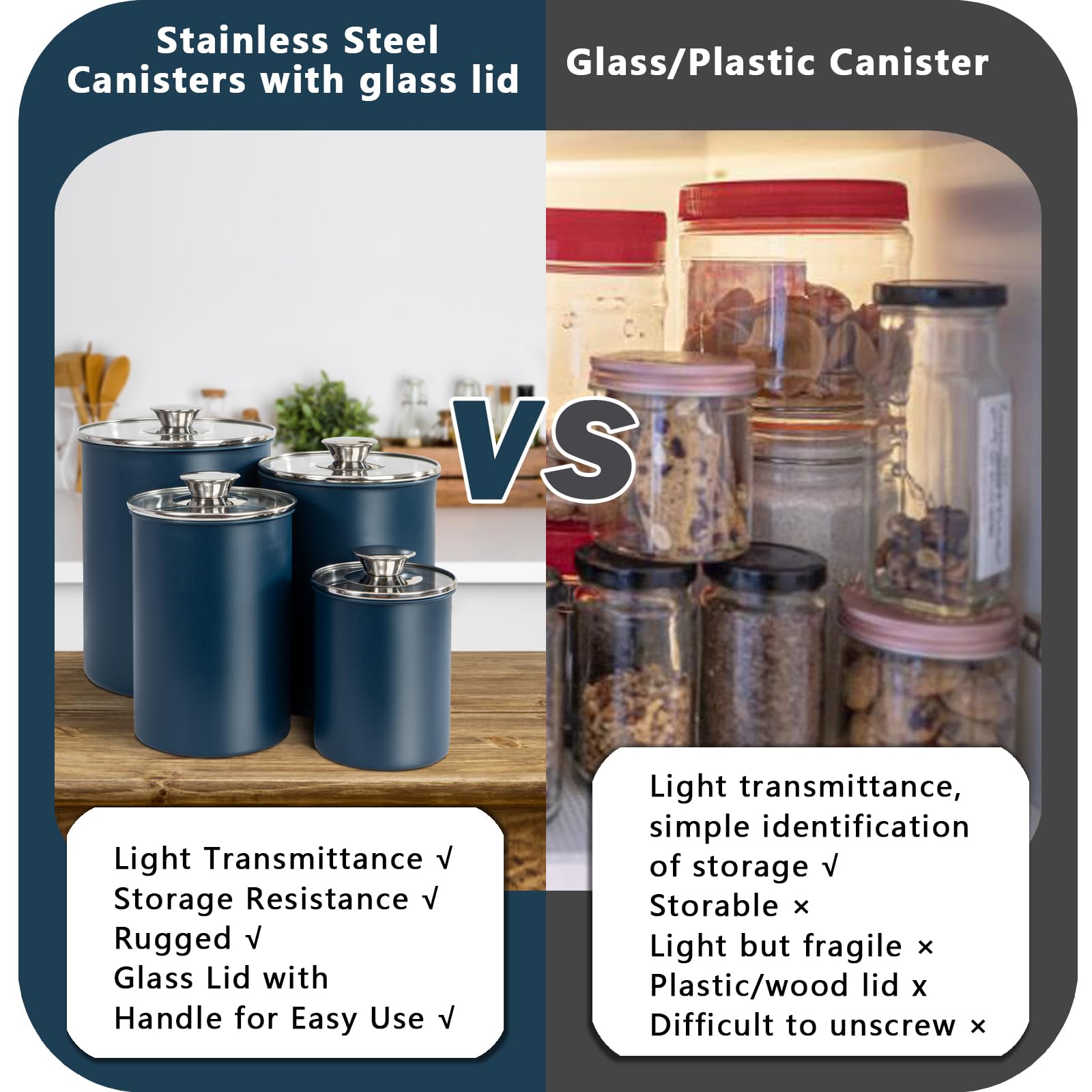Malmo nested-design canister set helps save counter and shelf space.