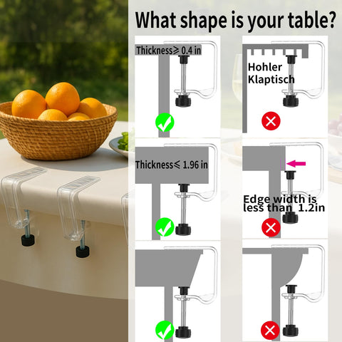 MALOGRILL tablecloth clip easy-install with a quick knob twist.
