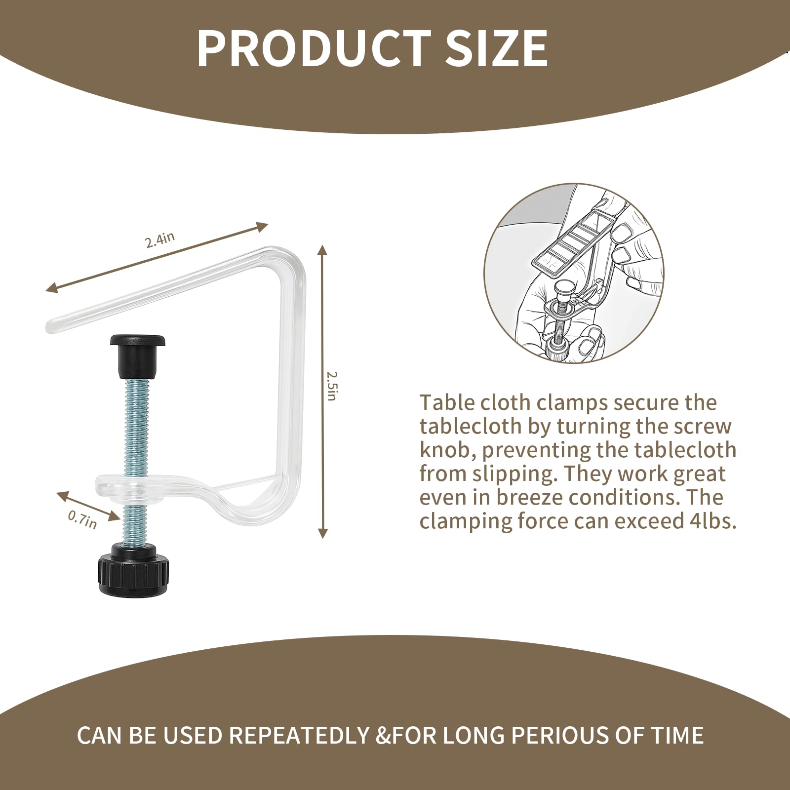 MALOGRILL tablecloth clip demonstrates wind-friendly hold to prevent slipping outdoors.