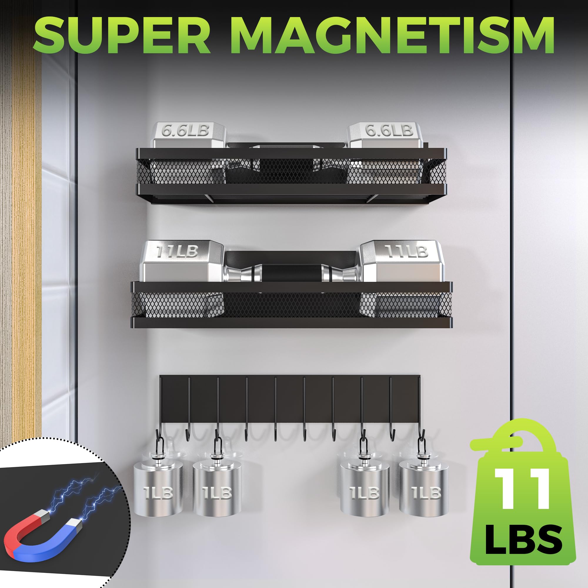Maluoliao magnetic storage on refrigerator, sturdy hold for jars and condiments
