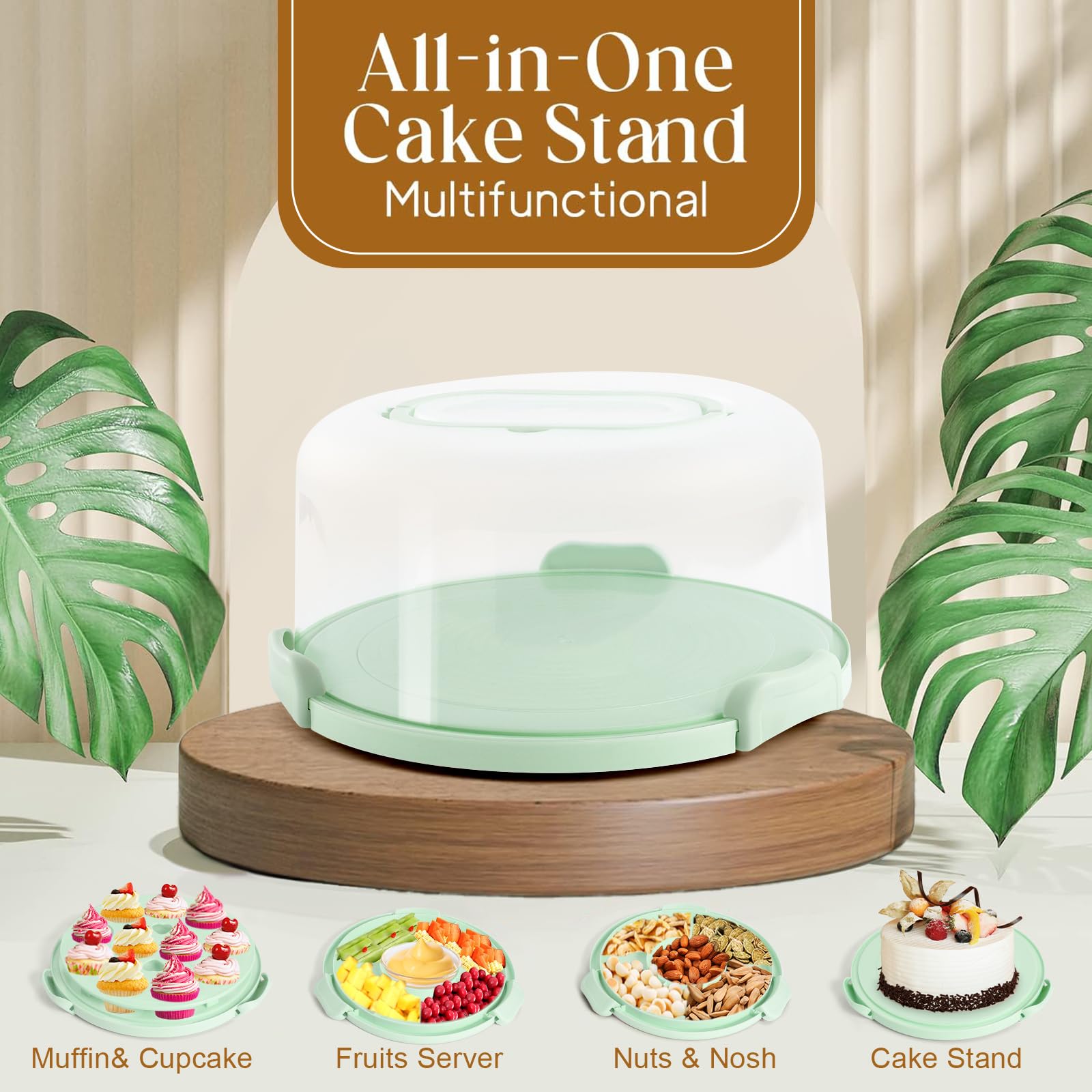 Mamajardin cake carrier handles enable easy one-handed carrying.