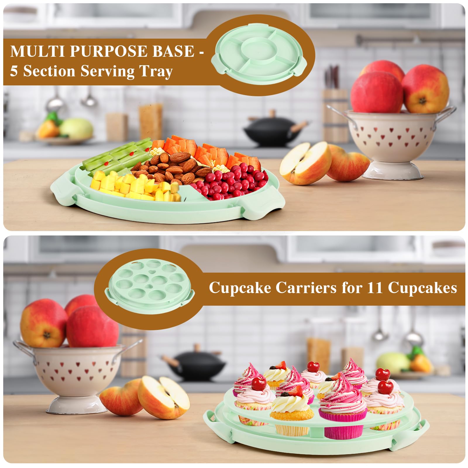 Mamajardin cupcake compartment keeps cupcakes secure on the go.
