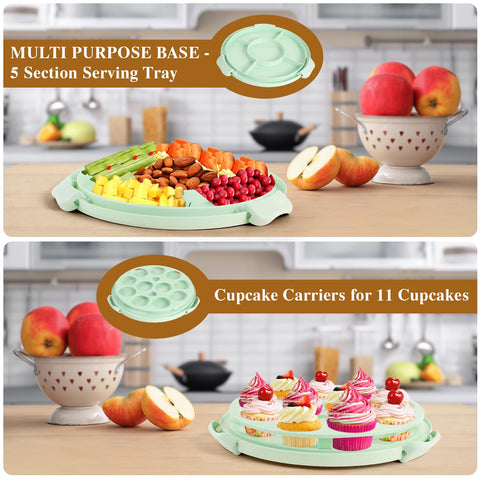 Mamajardin cupcake compartment keeps cupcakes secure on the go.