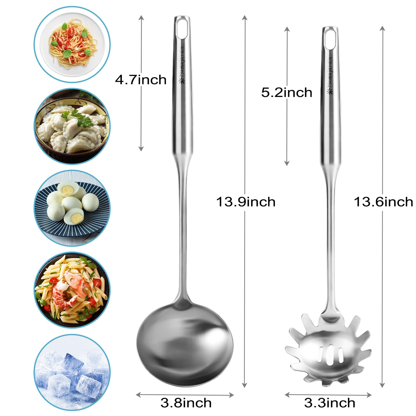 Mamajardin ergonomic heat-resistant handle minimizes heat transfer.