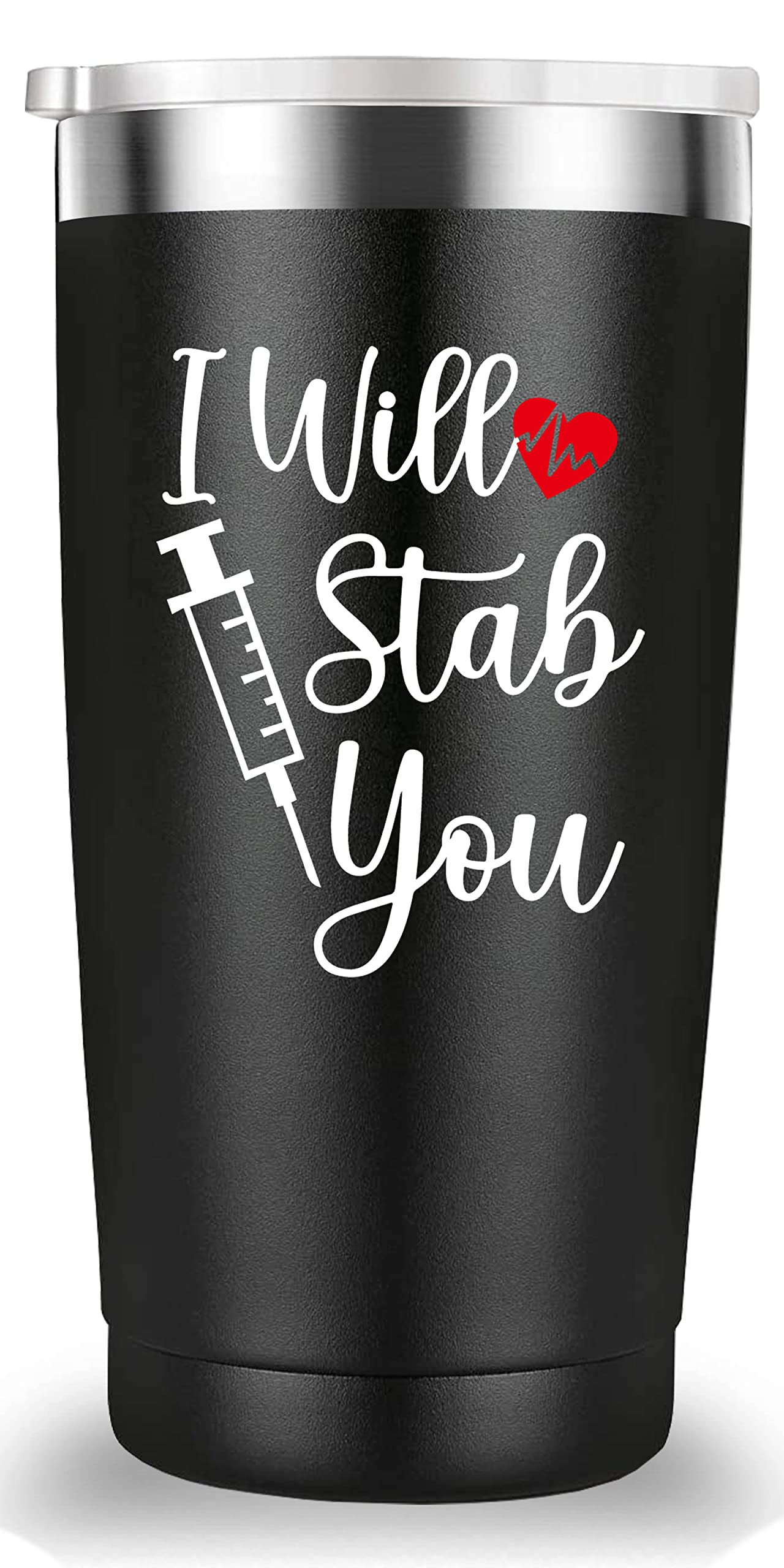 Mamihlap I Will Stab You travel mug in hero shot, rugged and portable.