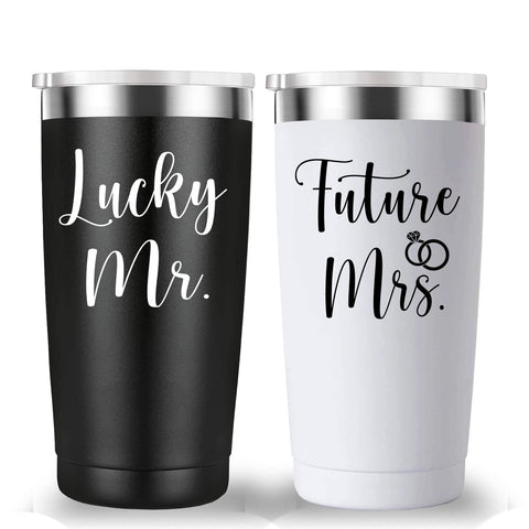 Mamihlap Lucky Mr Future Mrs travel mug front view for daily couple hydration.