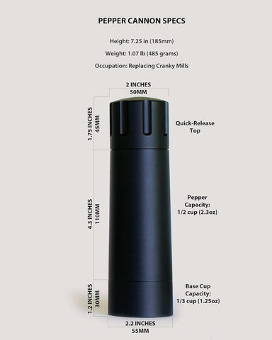 MANNKITCHEN Pepper Cannon adjuster dial ensures consistent grind.