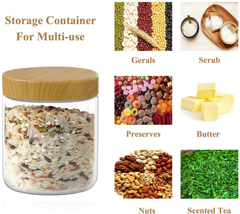 MANSHU clear kitchen jar shown in a pantry to showcase visibility of dry goods.